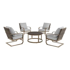 Hampshire Place 5-Piece Wicker Deep Seating Chat Set in CushionGuard Stone Gray