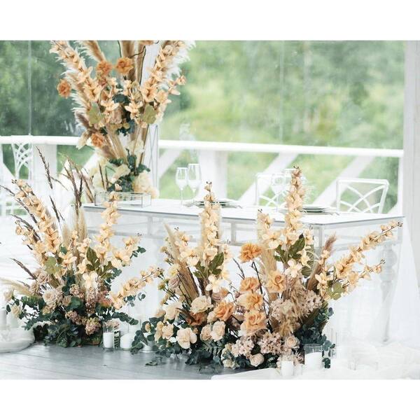 35.43 in. Beige Artificial Flower Faux Delphinium LINBQ135 - The