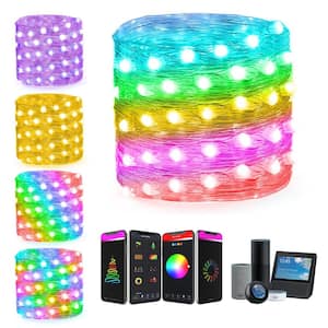 100-Light 33 ft. Outdoor USB or Battery Operated Integrated LED Fairy String Light - App Control 44-Modes RGB Color