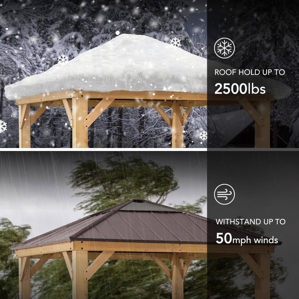 Cedar Framed Brown Steel 11' x 11' Outdoor Gazebo
