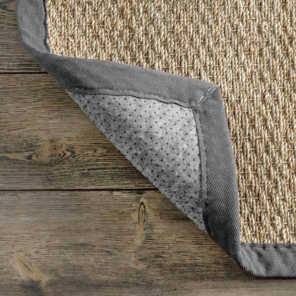 Coastal Farmhouse Dark Gray Seagrass 9' x 12' Area Rug