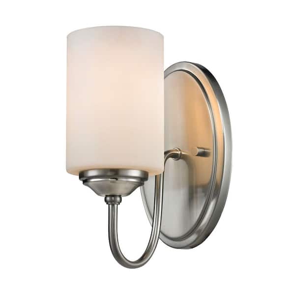 Unbranded Cardinal 5 in. 1-Light Brushed Nickel Wall Sconce Light with Matte Opal Glass Shade with No Bulb(s) Included