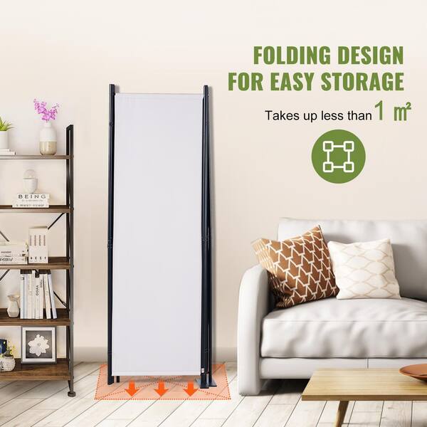 SKYSHALO Room Divider, 5.6 ft. (88 in. x 67.5 in.���Room Dividers and Folding Privacy Screens (4-Panel), White