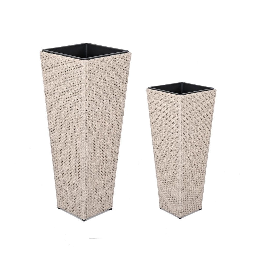 Beige Wicker Outdoor Flower Pots (2-Pack) price history on PriceWatchPro