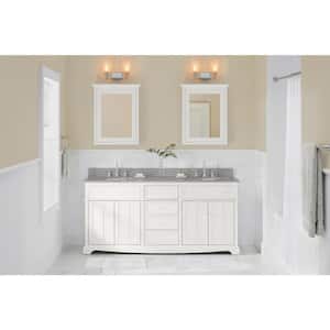 Fremont 72 in. W x 22 in. D x 34 in. H Double Sink Freestanding Bath Vanity in White with Grey Granite Top