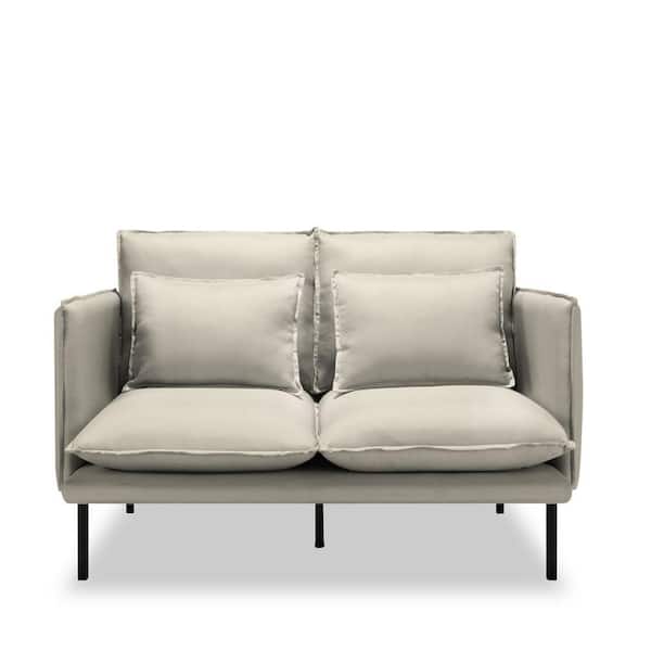 wetiny 58 in. W Square Arm Polyester Standard Rectangular with 2 Pillows Sofa in Beige