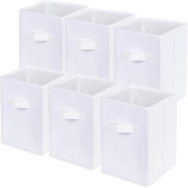 11 in. H x 10.5 in. W x 10.5 in. D  White Fabric Collapsible Cube Storage Bin, Pack of 6
