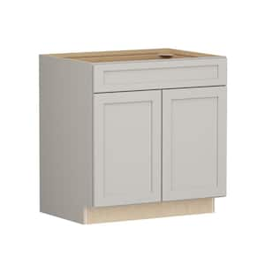 Shaker Full Overlay 33 in. W. x 24 in. D x 34.5 in. H Plywood Assembled Base Kitchen Cabinet in Stone Gray