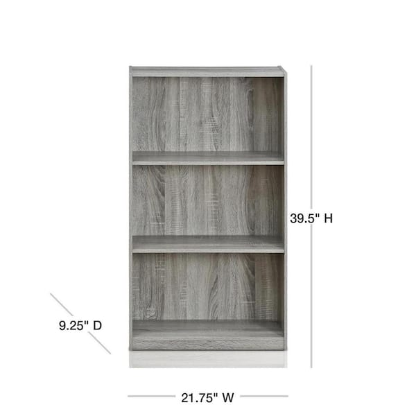 French Oak Gray Wood 3 Shelf, Furinno Basic 3 Tier Bookcase