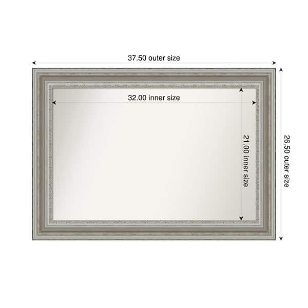 Amanti Art Parlor Silver 37.5 in. x 26.5 in. Custom Non-Beveled Recycled Polystyrene Framed Bathroom Vanity Wall Mirror