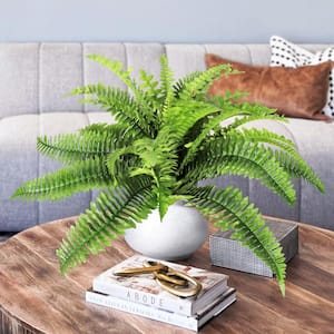 LIVING LUXURY 14 in. Artificial Boston Fern Leaf Stem Plant Greenery ...