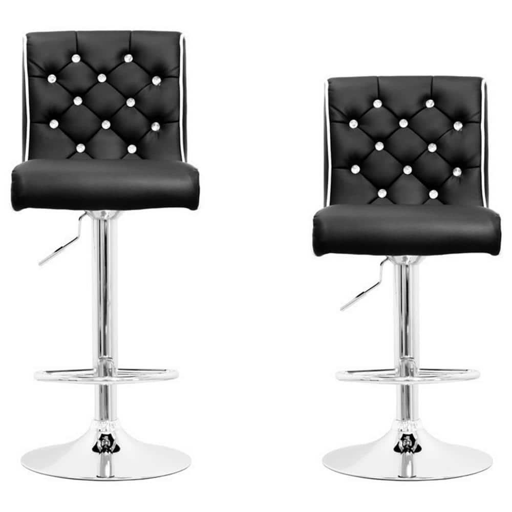 Best Master Furniture Serena Black Swivel Bar Stools with Crystals (Set