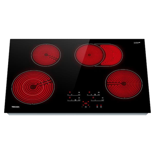 30 in. 4 Burner Glass Top Radiant Electric Cooktop in Black with Triple Ring and Oval Element Touch Control