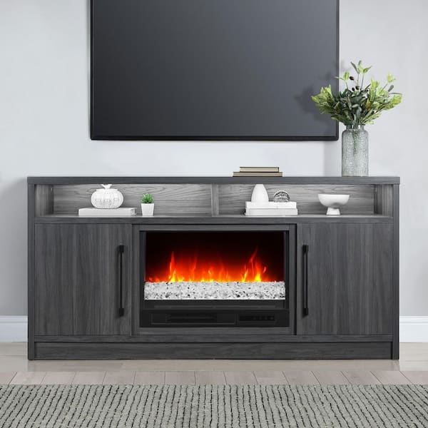 Whalen 65 in. Fireplace Console-Dark and Medium Charcoal Birch