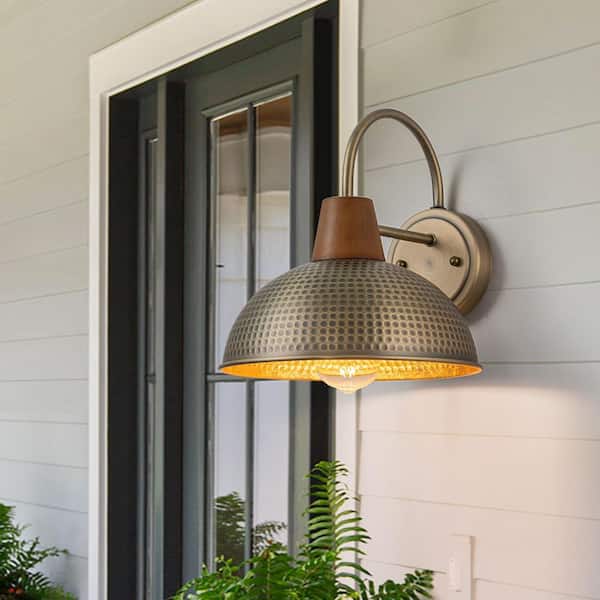 LLHZSY Acerbis 10.24 in. Antique Brass Farmhouse Gooseneck Outdoor Hardwired Barn Wall Light Sconce