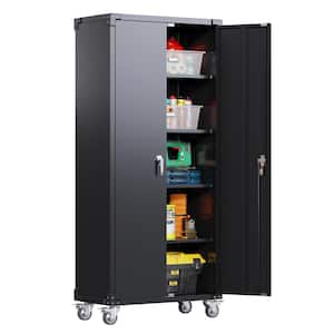 72 in. H x 31.5 in. W x 16.5 in. D Metal Rolling Tool Storage Cabinet, Steel Lockable Garage Cabinet in Black