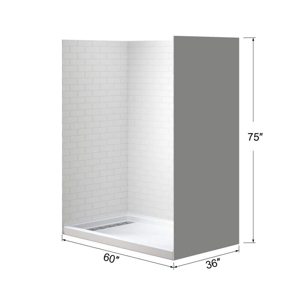 60'' White and Nickel Rectangular Alcove Shower Kit
