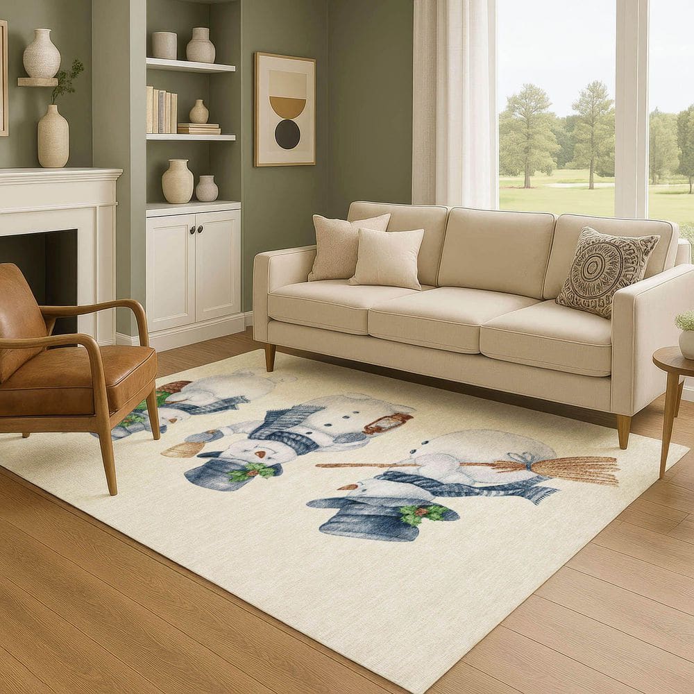 Mayfield Premium Machine Washable Abstract AMF1826 Ivory 8 ft. x 10 ft. Area Rug price history on PriceWatchPro