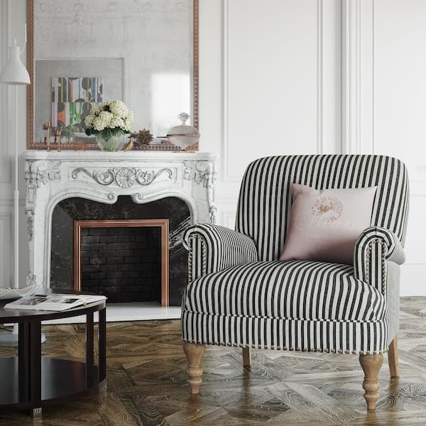 Dorel Living Joy Black Striped, Black Living Room Chair