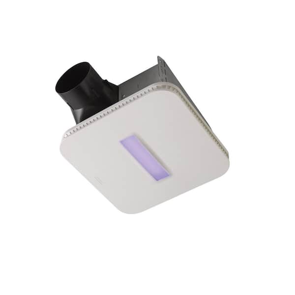 Broan-NuTone SurfaceShield Vital Vio Powered 110 CFM Ceiling Bathroom Exhaust Fan Vent with LED White and Antibacterial Violet Light