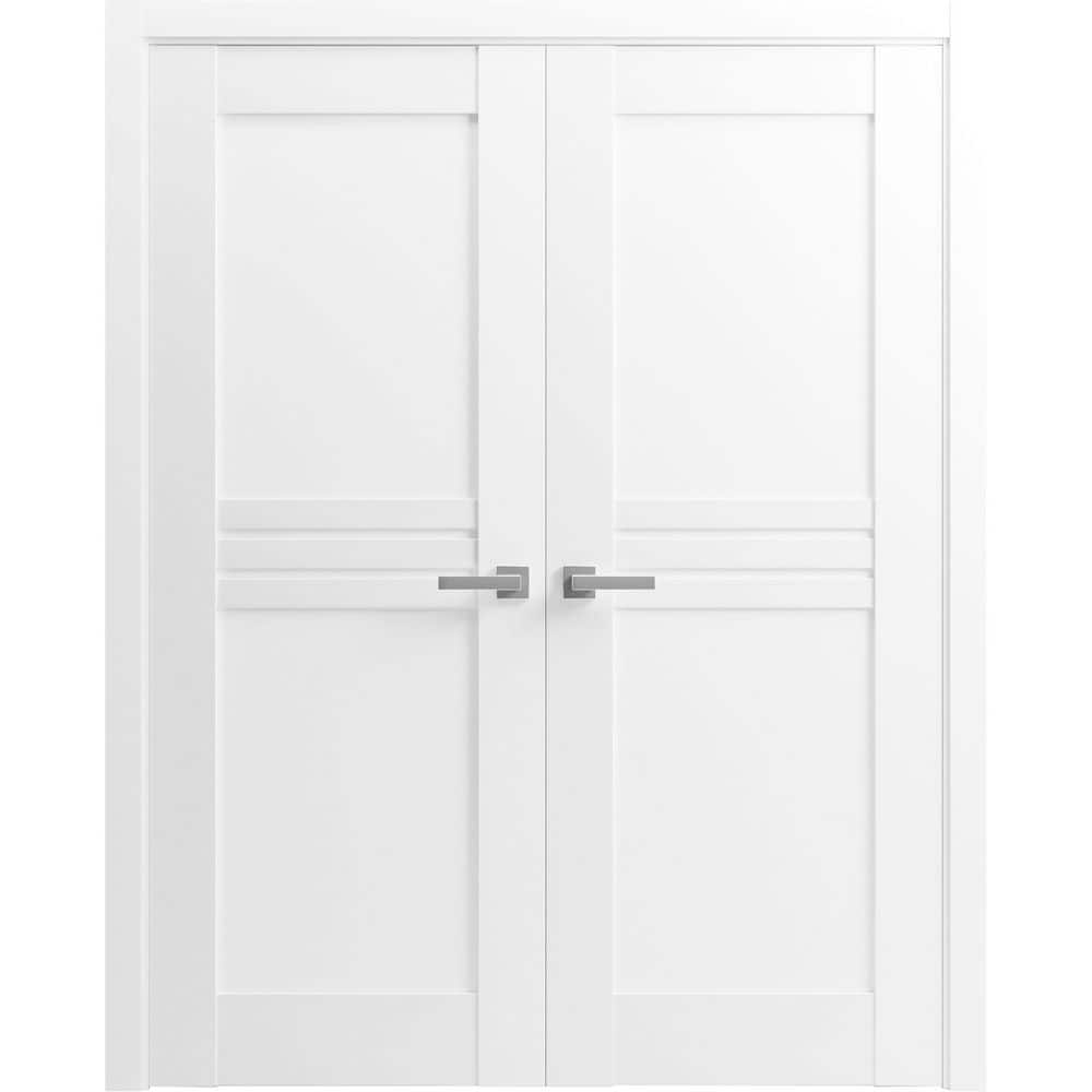 56 in. x 84 in. White Finished Universal/Reversible Frosted Glass Solid MDF Assembly Required Interior Door Kit price history on PriceWatchPro