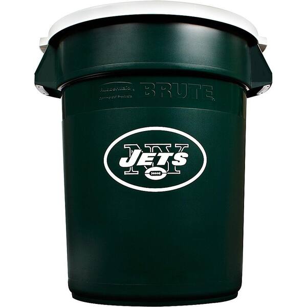 Rubbermaid Commercial Products BRUTE NFL 32 Gal. New York Jets Round Trash Can with Lid
