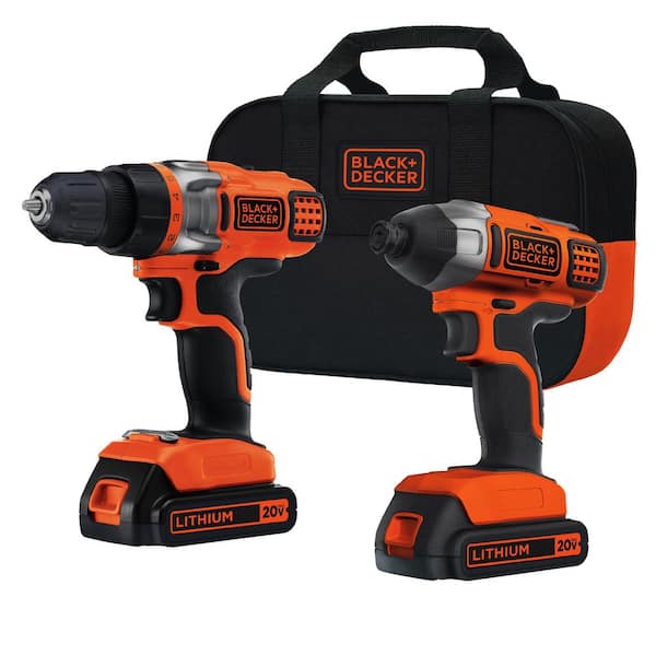 BLACK+DECKER 20-Volt MAX Lithium-Ion Cordless Drill/Driver and Impact Combo Kit (2-Tool) with (2) Batteries 1.5Ah, Charger and Bag