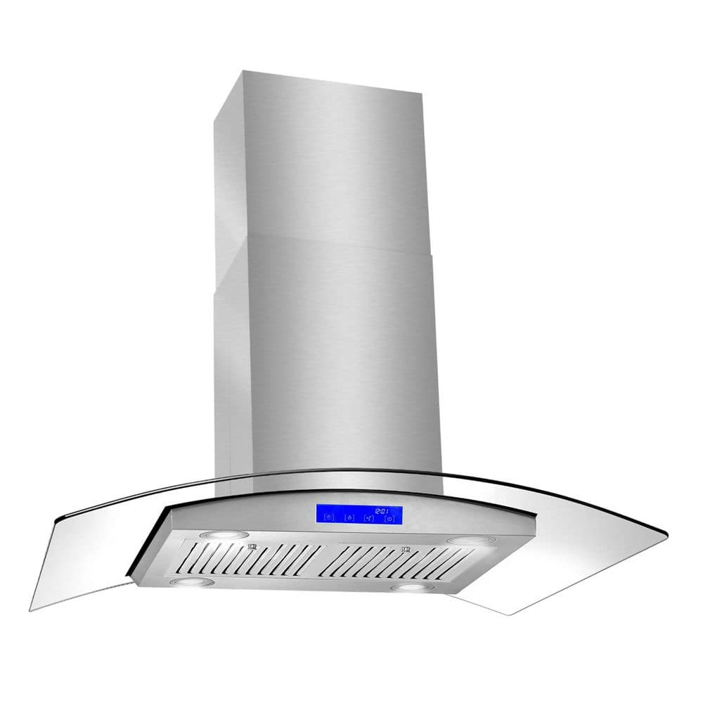Cosmo 36" Stainless Steel Convertible Island Range Hood with LED Lighting