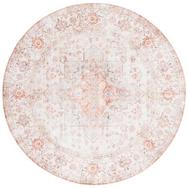 Arizona 6 ft. x 6 ft. Beige/Rust Oriental Round Rug