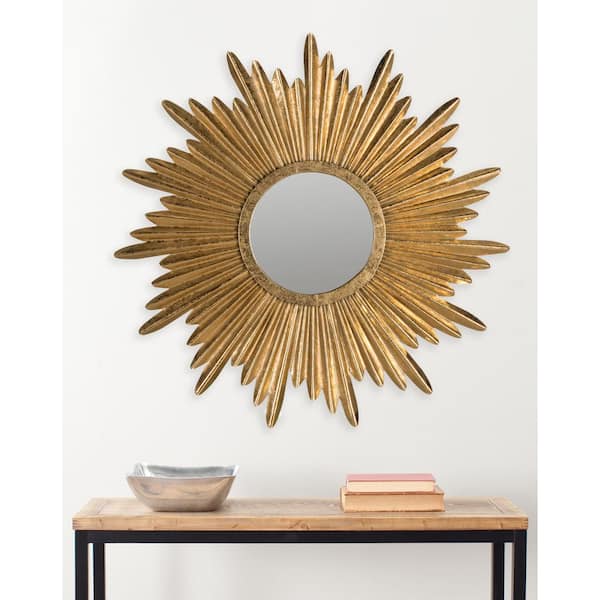 Safavieh Josephine Round Antique Gold Sunburst Decorative Mirror Mir4056a The Home Depot Safavieh Josephine Round Antique Gold, Round Decorative Mirror Gold