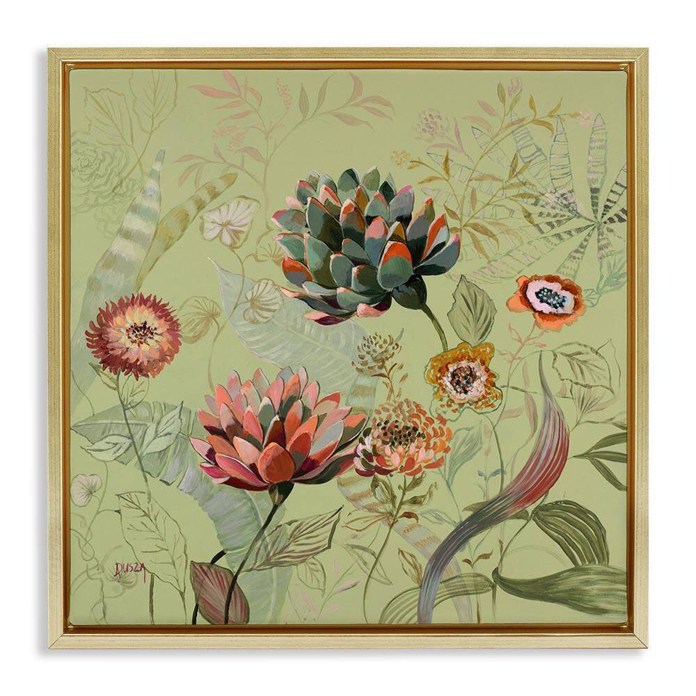 Traditional Vintage Foliage by Dusza Gold Floater Frame Nature Graphic Art Print 25 in. x 25 in. price history on PriceWatchPro