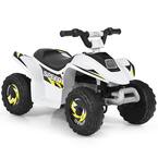 6-Volt Kids Electric Quad ATV 4 Wheels Ride-On Toy Toddlers Forward and Reverse in White