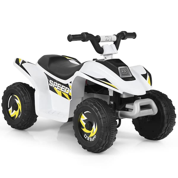 Costway 6-Volt Kids Electric Quad ATV 4 Wheels Ride-On Toy Toddlers Forward and Reverse in White