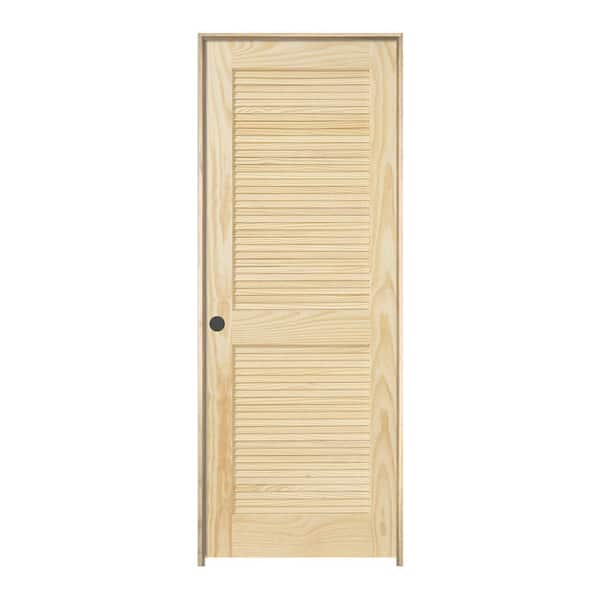 JELD-WEN 36 in. x 80 in. Pine Unfinished Right-Hand Full Louver Solid Wood Single Prehung Interior Door