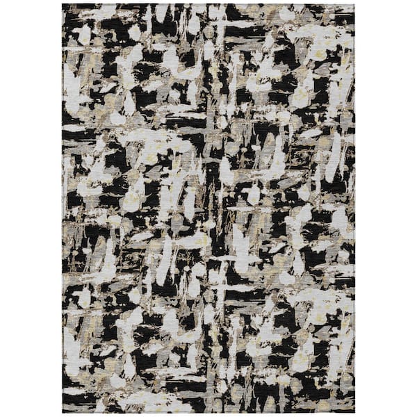 Chantille Machine Washable Indoor/Outdoor Abstract ACN2678 Black 10 ft. x 14 ft. Area Rug