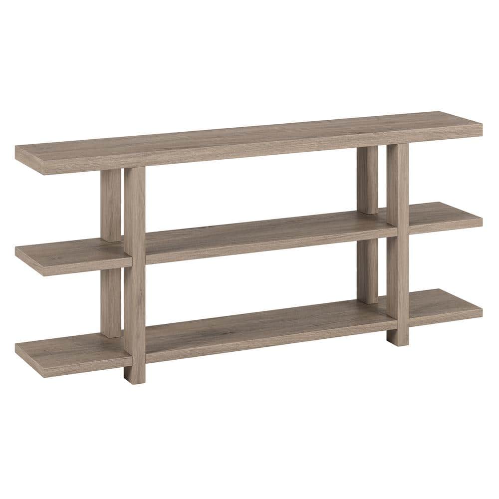 Acosta 64" Antiqued Gray Oak Console Table with Storage