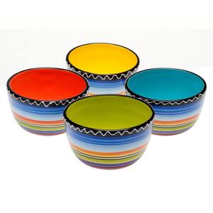 Tequila Sunrise Multi-Colored Ice Cream and Cereal Bowl (Set of 4)