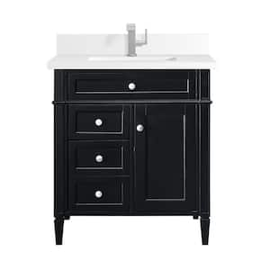 Brittany 30 in. W x 23.5 in. D x 34.0 in. H Single Vanity in Black Onyx with White Zeus Quartz Top