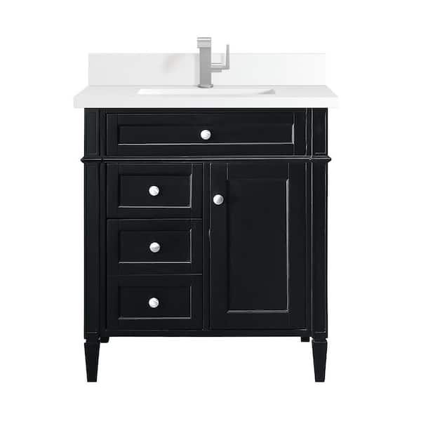 Brittany 30 in. W x 23.5 in. D x 34.0 in. H Single Vanity in Black Onyx with White Zeus Quartz Top
