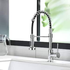 Single-Handle Commercial Kitchen Faucet with Pull-Down Sprayer Single-Hole Kitchen Sink Faucets Modern Taps in Chrome