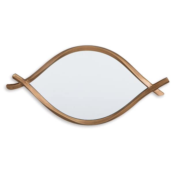 Bartner Gold 18 in. W x 36 in. H Modern Oval Metal Framed Mirror
