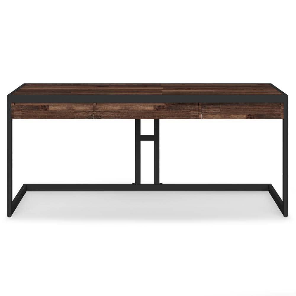 Erina Distressed Charcoal Brown Solid Acacia Large Desk with Drawers