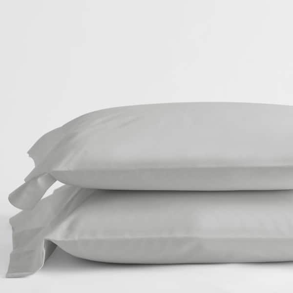 The Company Store Legends Hotel Organic Pearl Gray Solid 300-Thread Count Cotton Percale Standard Pillowcase (Set of 2)