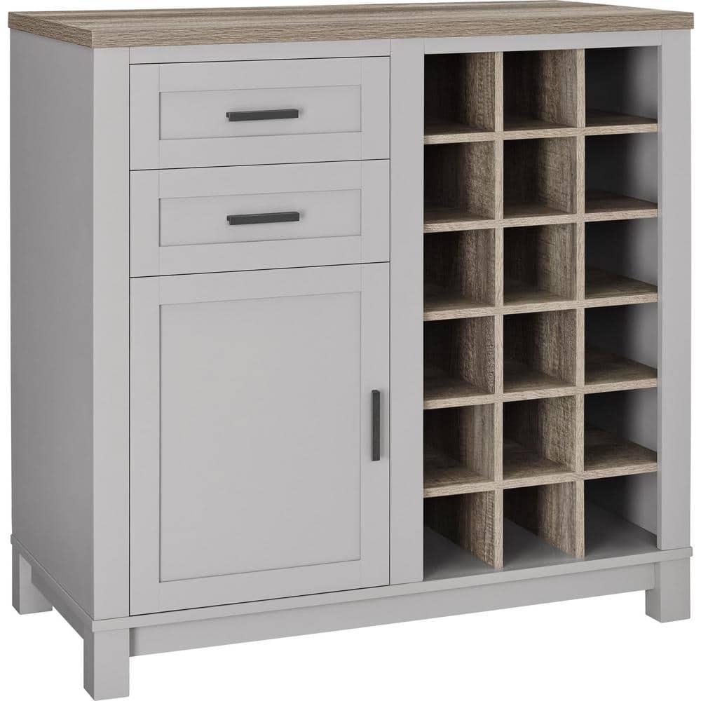 Viola Sonoma and Gray 18-Bottle Bar Cabinet