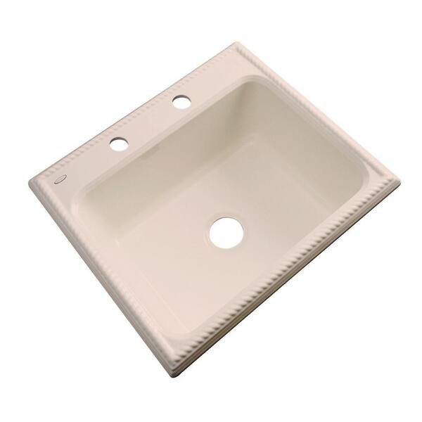 Thermocast Wentworth Drop-In Acrylic 25 in. 2-Hole Single Bowl Kitchen Sink in Peach Bisque
