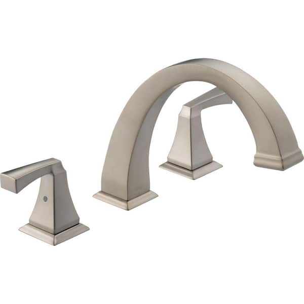 Delta Dryden 2-Handle Deck-Mount Roman Tub Faucet Trim Kit Only in Stainless (Valve Not Included)