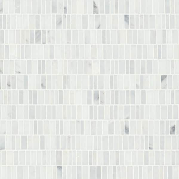 Bedrosians Monet Mini-Brick 12 in. x 12 in. Honed Oriental White Marble Mosaic Tile (5.1 sq. ft./Carton)
