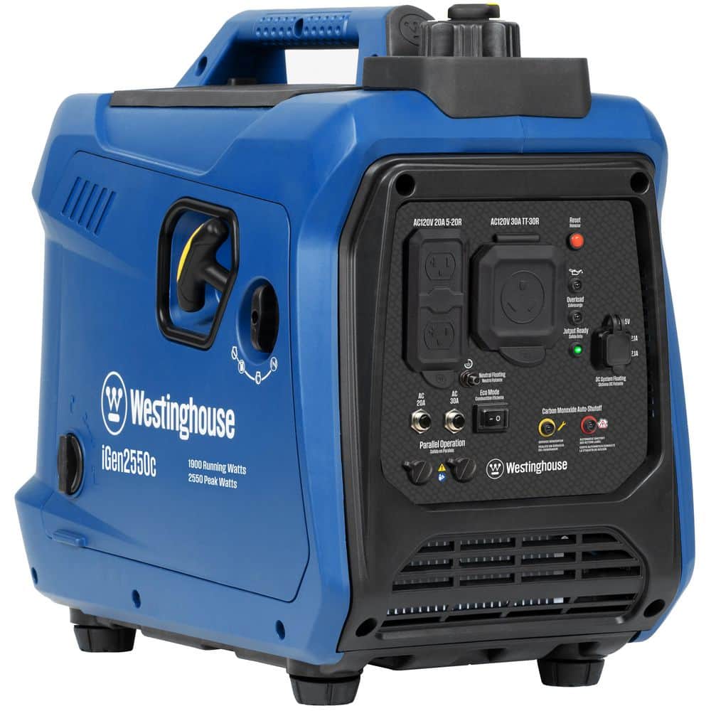Westinghouse 2,550-Watt Gas Powered Portable Inverter Generator with Recoil Start, Quiet Technology, CO Sensor