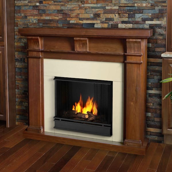 Real Flame Porter 50 in. Ventless Gel Fuel Fireplace in Walnut