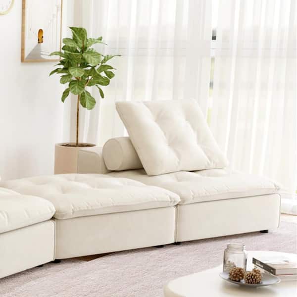 Magic Home Miami Modern 39.37 in. Armless Middle 1-Seater Plush Frosted Velvet Modular Sectional Sofa in. Beige